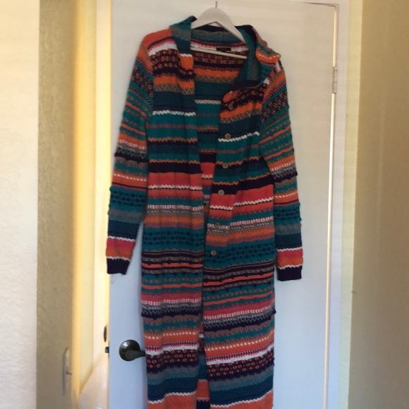Colorful, warm, cuddly and boho chic coat sweater - Picture 3 of 4